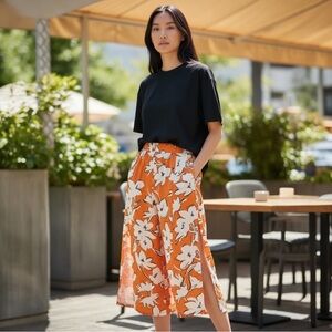 Floral Orange Skirt